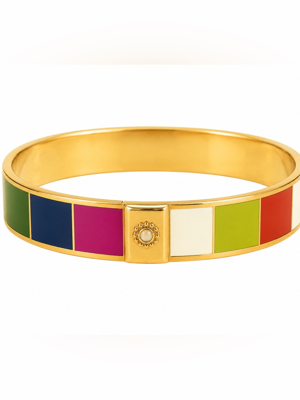 Coach Legacy Vintage Gold-Tone Multicolor Enamel Bangle